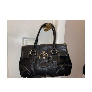 Coach Women's Soho Hampton Black Soft Leather Buckle Large